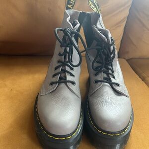 Gray Leather Lace-Up Dr. Martens Boots